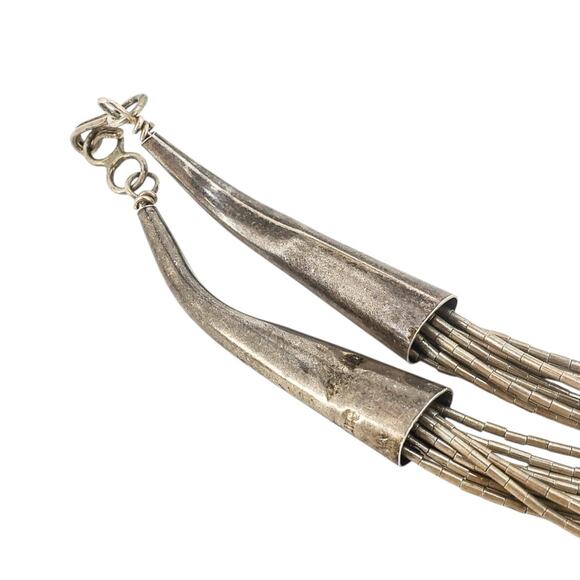 Vintage Santo Domingo Turquoise Sterling Silver Heishi Necklace 10-Strand - Picture 5 of 10